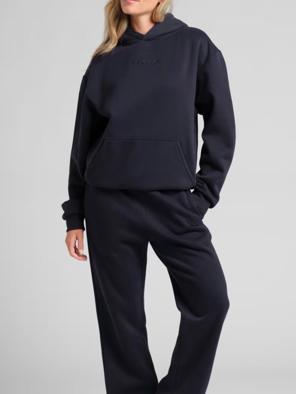NEW Comfrt Signature Hoodie + Straight Leg Sweatpants Bundle Large Navy Blue
